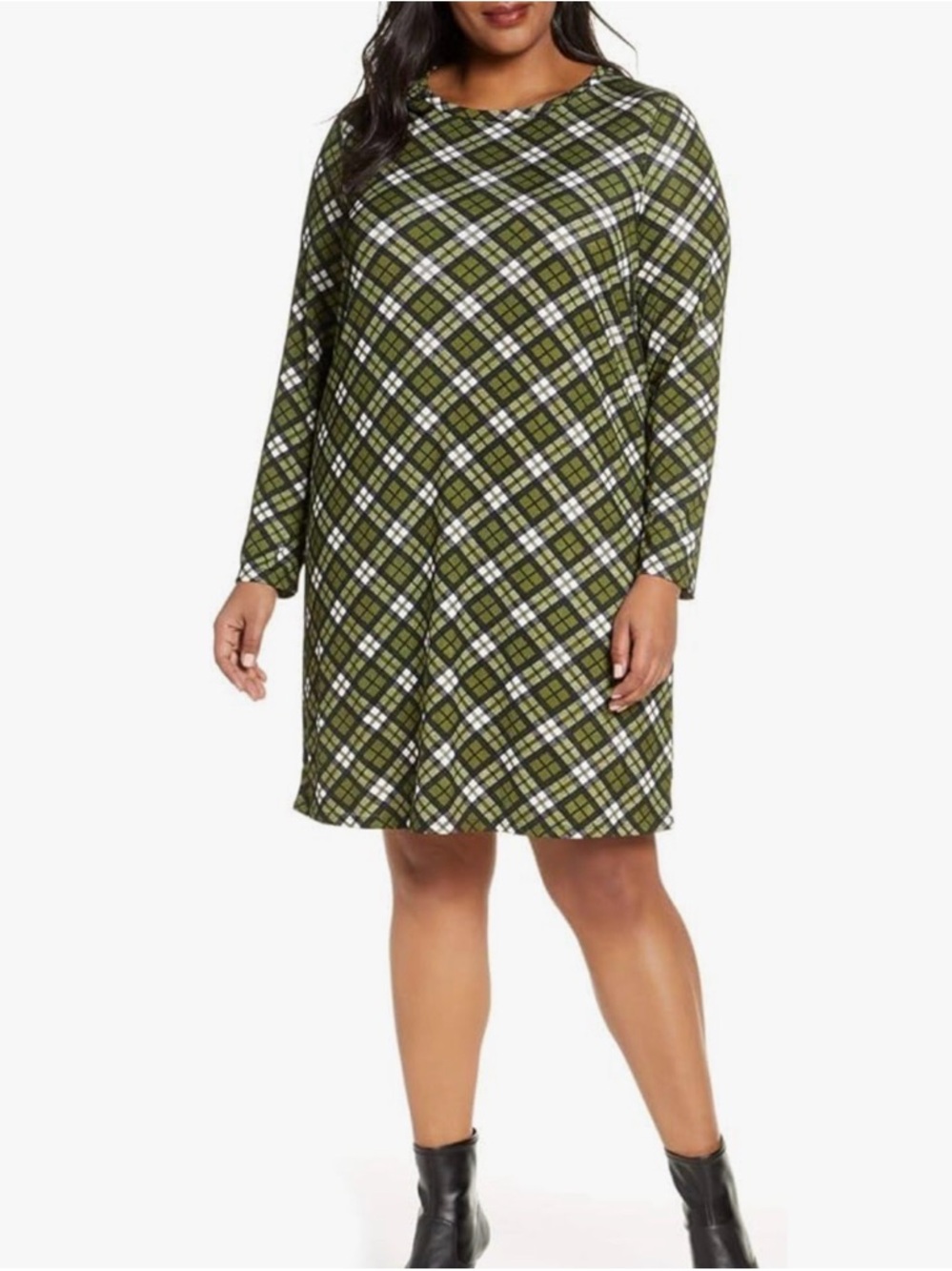 MICHAEL Michael Kors Women’s Plaid Shirt Dress, Green, 2XL